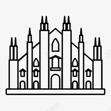 吸血鬼城堡米兰大教堂大厦哥特式图标图标