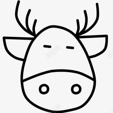 冬天的性格驯鹿鹿角圣诞节图标图标