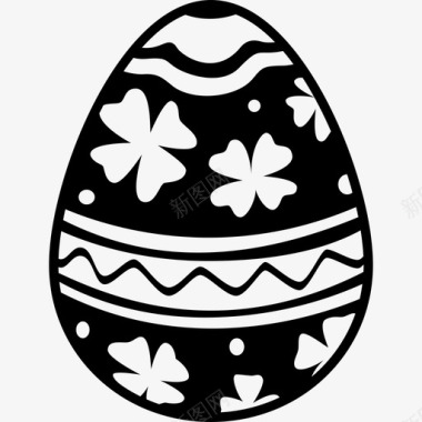 复活节彩蛋有花和线装饰食物图标图标
