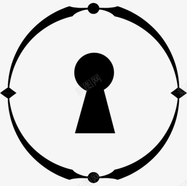 圆上的锁孔形状锁孔图标图标