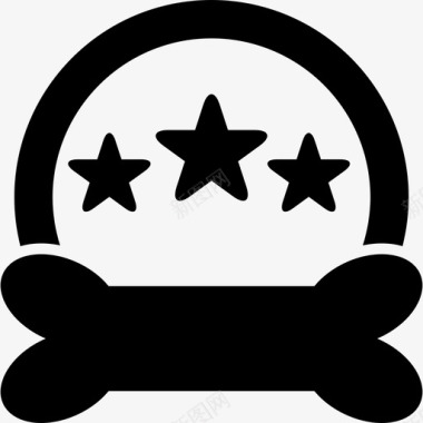 宠物旅馆象征三颗星一个半圆和一个骨灰黑的形状动物宠物旅馆图标图标