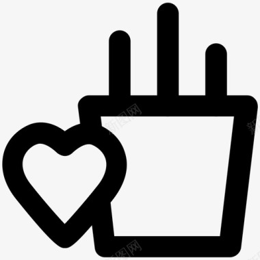 热气腾腾的咖啡爱情和浪漫大胆的线条图标图标