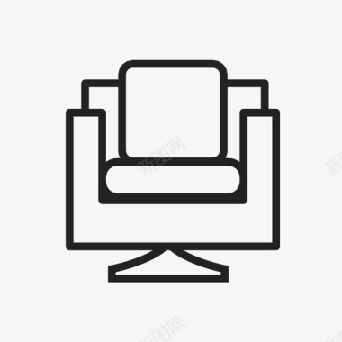 现代扶手椅室内家具图标图标