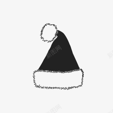 圣诞老人帽墙上的圣诞老人漂亮的帽子图标图标