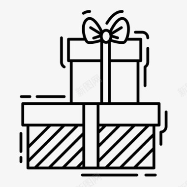 庆祝新年礼品包装礼物图标图标