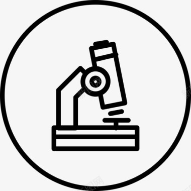 显微镜在一个圆的轮廓工具和器具几个笔画图标图标