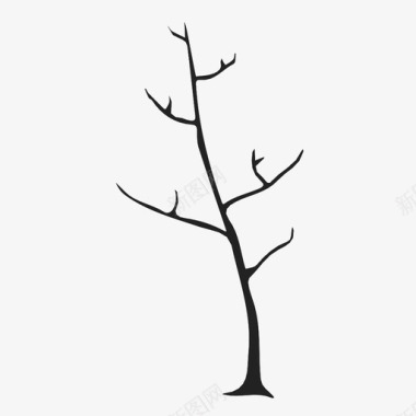 冬天的标志裸树嫩枝植物图标图标
