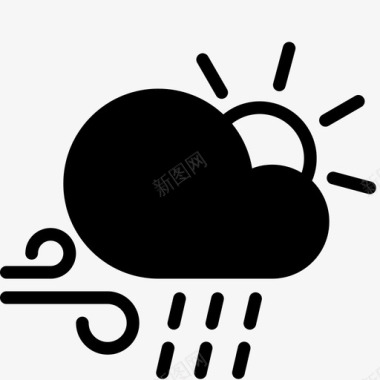 窗户立面白天淋浴云雨图标图标