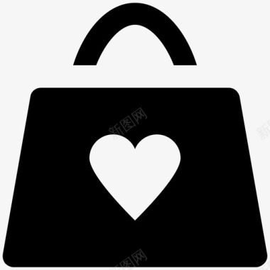 女士手袋爱情和浪漫大胆的固体图标图标