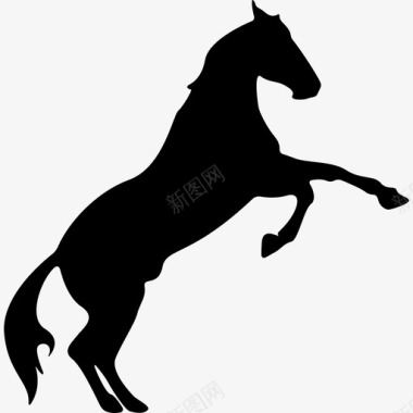 马抬脚的轮廓动物马图标图标