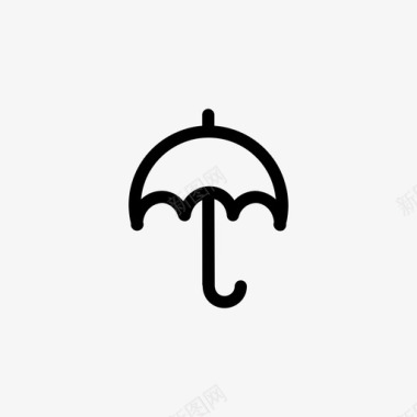 多云天气雨伞天气中风图标系列图标