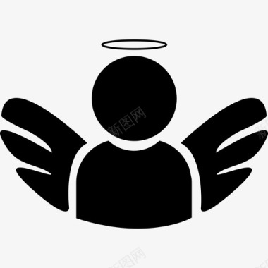 天使与翅膀和光环人类3填充图标图标