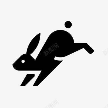 镰状尾巴兔子动物棉尾巴图标图标