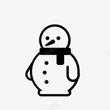 雪人冬天围巾图标图标