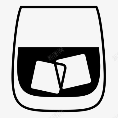 加冰块的威士忌玻璃杯苏格兰威士忌图标图标