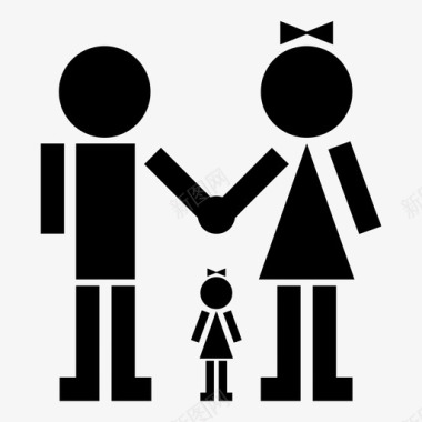情侣与女孩生育父母图标图标