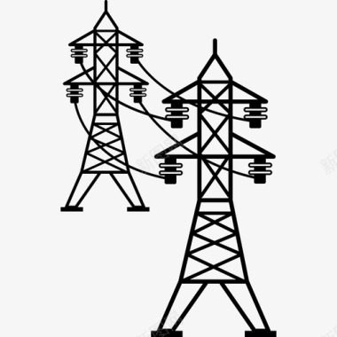 电线连接的塔工具和器具能源图标图标
