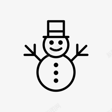 冬天的雪人雪人大礼帽棍子图标图标