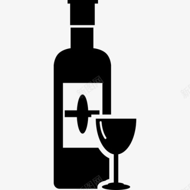 标志的变种酒瓶与高脚杯变种食品肖像图标图标