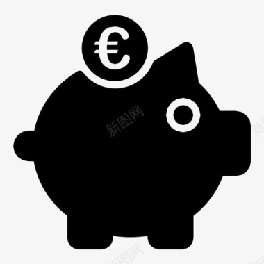 欧元储蓄罐银行现金图标图标
