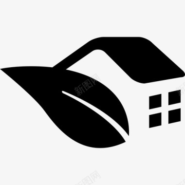 乡村旅馆的标志是房子和树叶建筑物图标图标