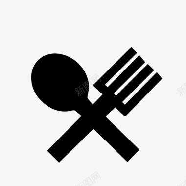 叉子和勺子用餐餐具图标图标