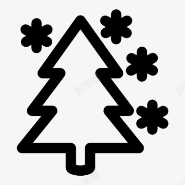 雪花装饰松树圣诞节寒冷季节图标图标