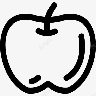 苹果手绘水果轮廓食品手绘图标图标
