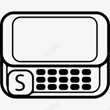 带键盘按钮和字母S的大按钮的手机模型工具和用具移动电话图标图标