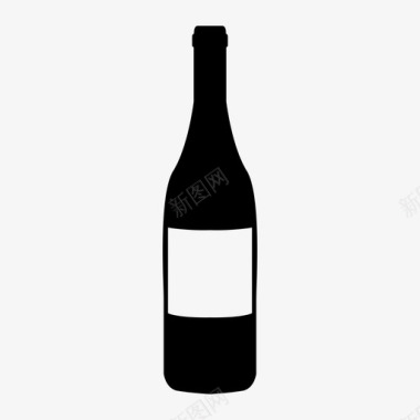 葡萄酒瓶星型红色图标图标