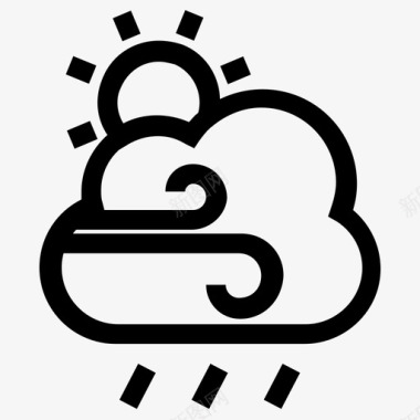 圆形UI暴雨云气象图标图标