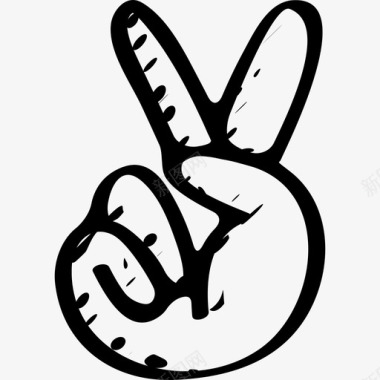 和平与爱素描手势手势社交素描图标图标