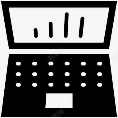 研究条形图笔记本电脑研究统计图标图标