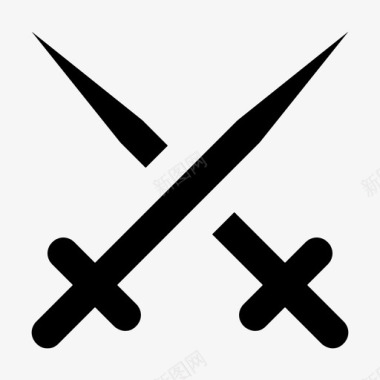 保护交叉剑中世纪的剑两把剑图标图标