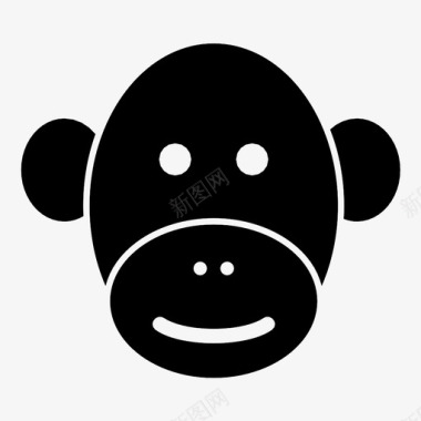 猴脸卡通面具野生动物图标图标