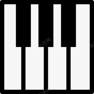 钢琴键盘按键轮廓音乐几笔一划图标图标