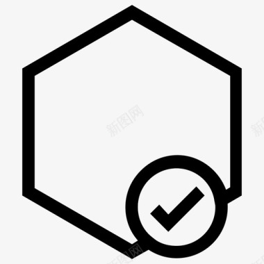 深色几何图形六边形复选标记六边形数学图标图标