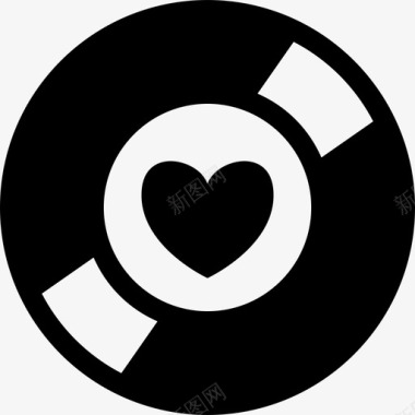 音乐收藏家的标志是一张以心脏为中心的唱片心跳图标图标