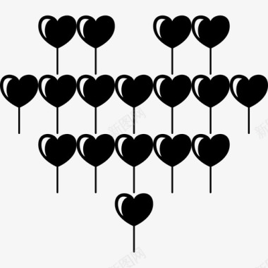 吸引人的心脏气球多个心脏气球形状心跳图标图标