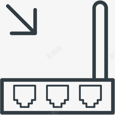 互联网调制解调器电子线图标图标