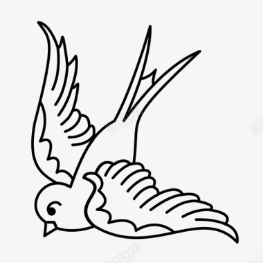 心形和翅膀纹身迅捷动物鸟图标图标