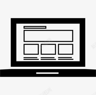 笔记本电脑显示器屏幕界面现代屏幕上的响应式网页图标图标