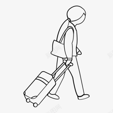 旅行女性行李旅行图标图标