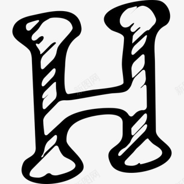 字母H社交素描符号图标图标