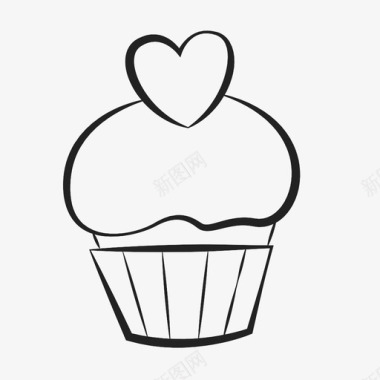 纸杯蛋糕甜心情人图标图标