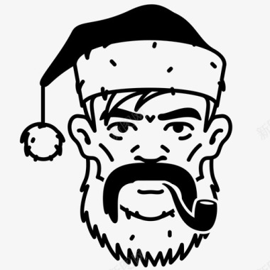 圣诞公公的胡子圣诞老人季节烟斗图标图标