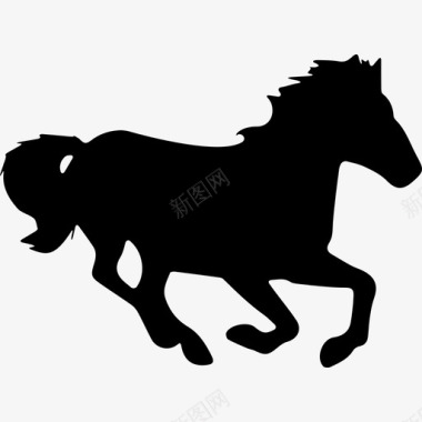 马在奔跑中的轮廓动物马图标图标