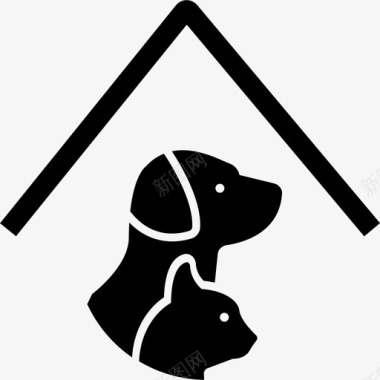 宠物酒店宠物酒店标牌屋顶线下有一只狗和一只猫动物图标图标