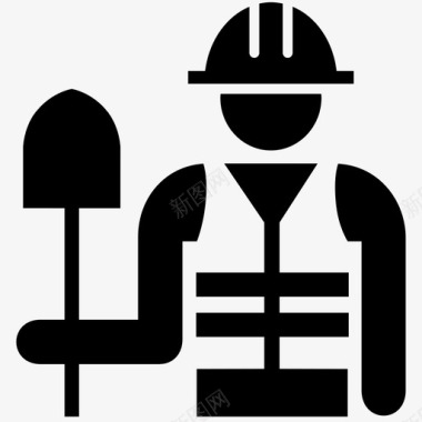 保护安全帽工铁锹安全图标图标