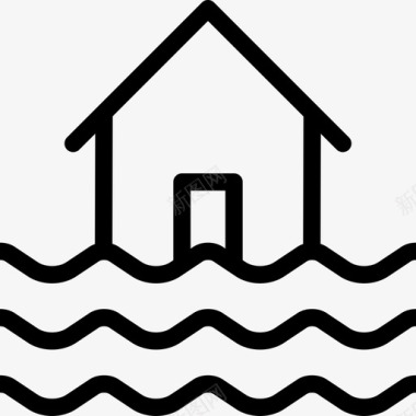 天气房屋水灾水灾保险图标图标